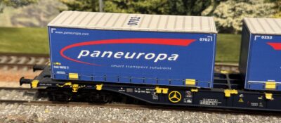 Paneuropa, Box, Krone, 7,45 m Low, Wechselbrücke Dunkel Blau H0