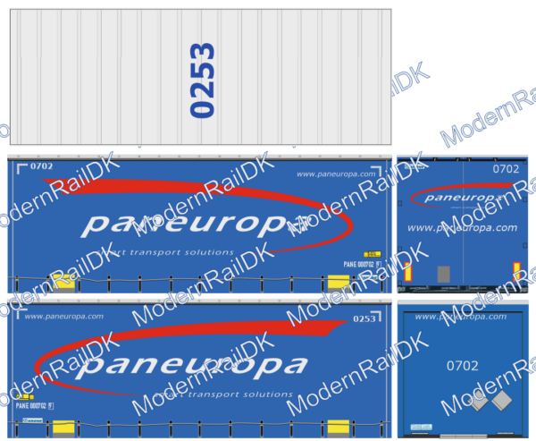 Paneuropa, Box, Krone, 7,45 m Low, Wechselbrücke Dunkel Blau H0 – Bild 2