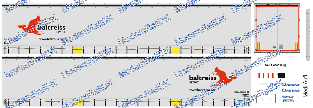 Baltreiss Agency, Krone Auflieger H0 Decalssatz – Bild 2