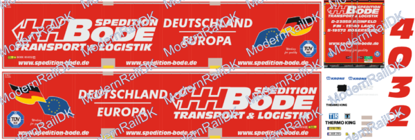 Bode Spedition, Deutschland Europa, Kühl Koffer H0 Decalssatz – Bild 2