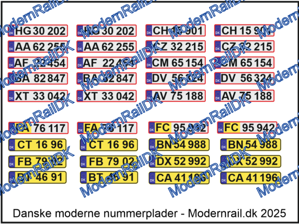 Danske nummerplader til H0 / Dänische Kfz-Kennzeichen für Autos und Lastwagen H0