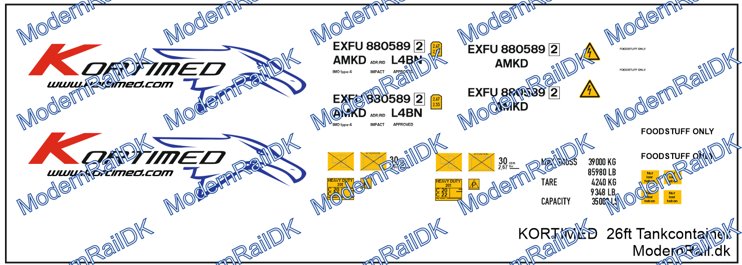 Decalsatz - Kortimed, Tank Container 26 ft. H0 – Bild 4
