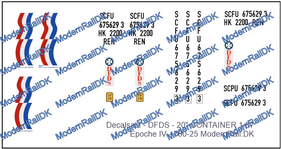 Container SCFU Decalsatz DFDS Epoche IV - H0 – Bild 2